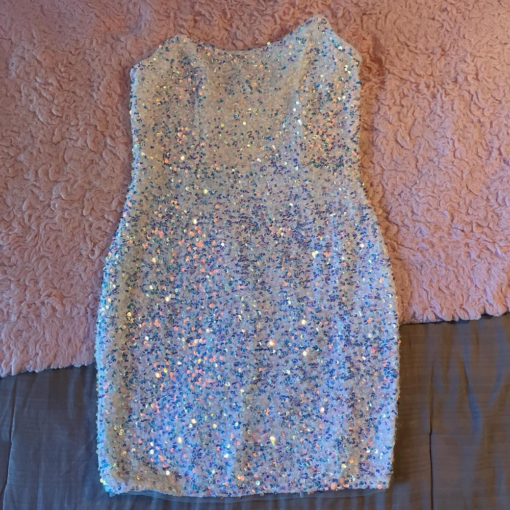 NWT Fashion Nova Soft Smile White Sequin Mini Dress